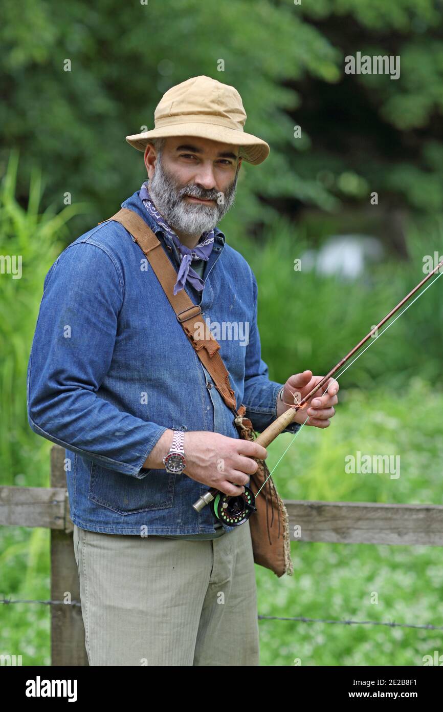 Fly angler fly fishing Stock Photo Alamy
