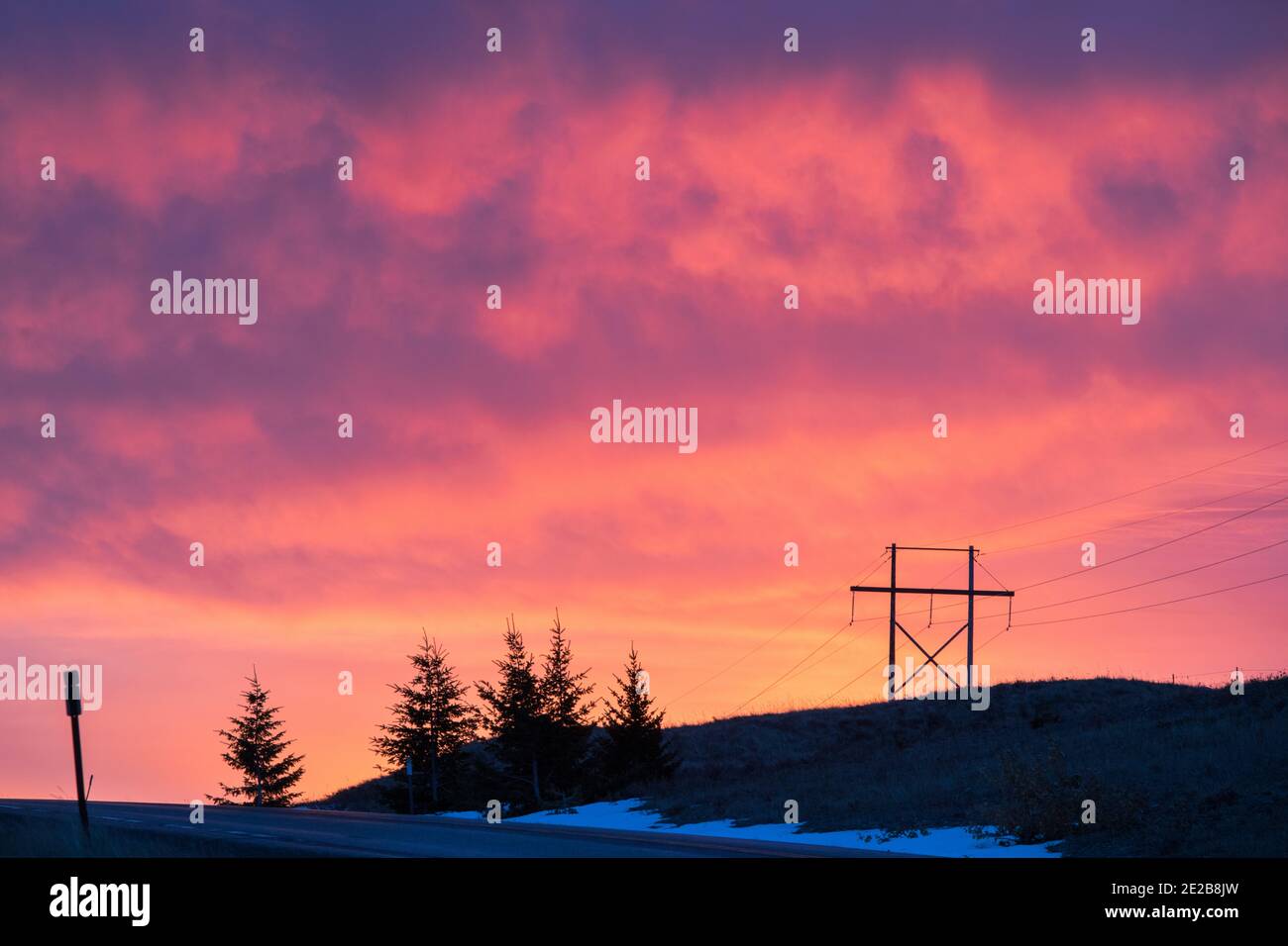 Red sunrise purple skies Stock Photo - Alamy