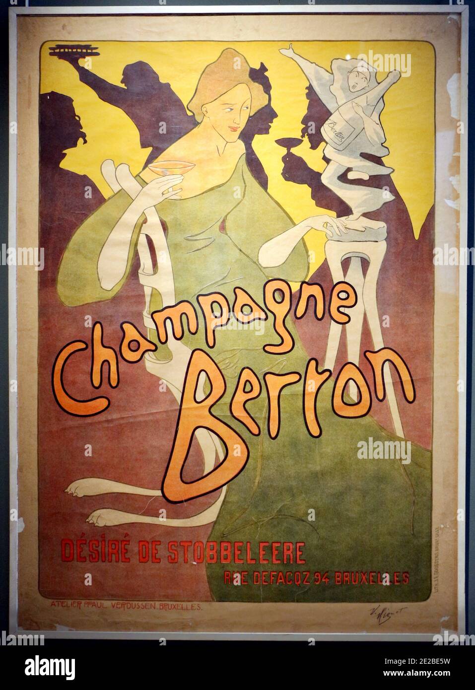 Vintage Campagne Berton advertising poster designed by Victor Mignot. Stock Photo