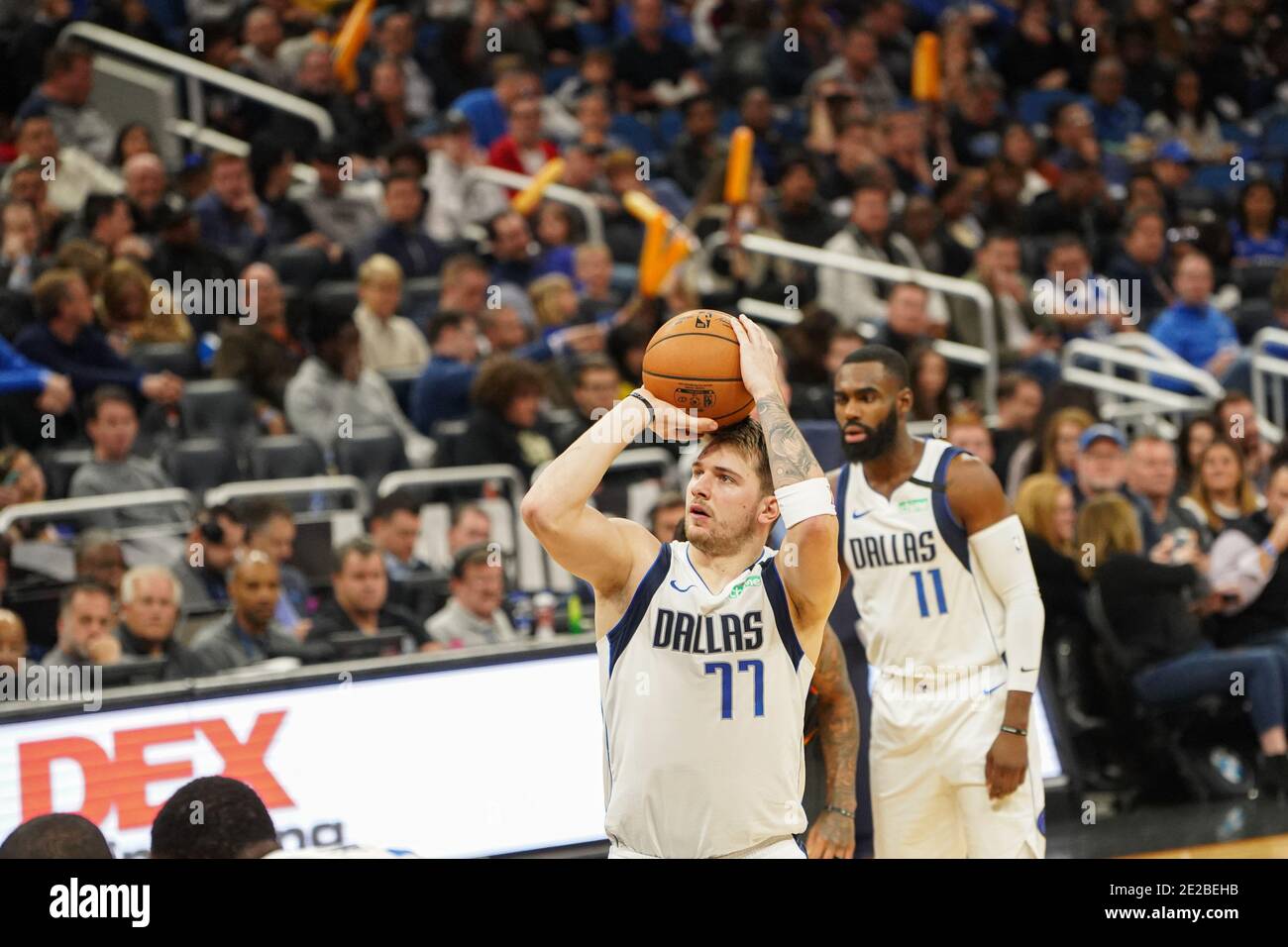 Dallas Mavericks player Luka Doncic #77 shoots a free throw during the ...