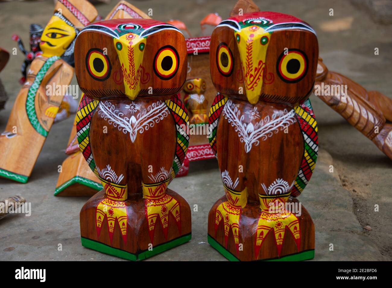 wood sculpture art of west bengal.cottage industry of west bengal Stock