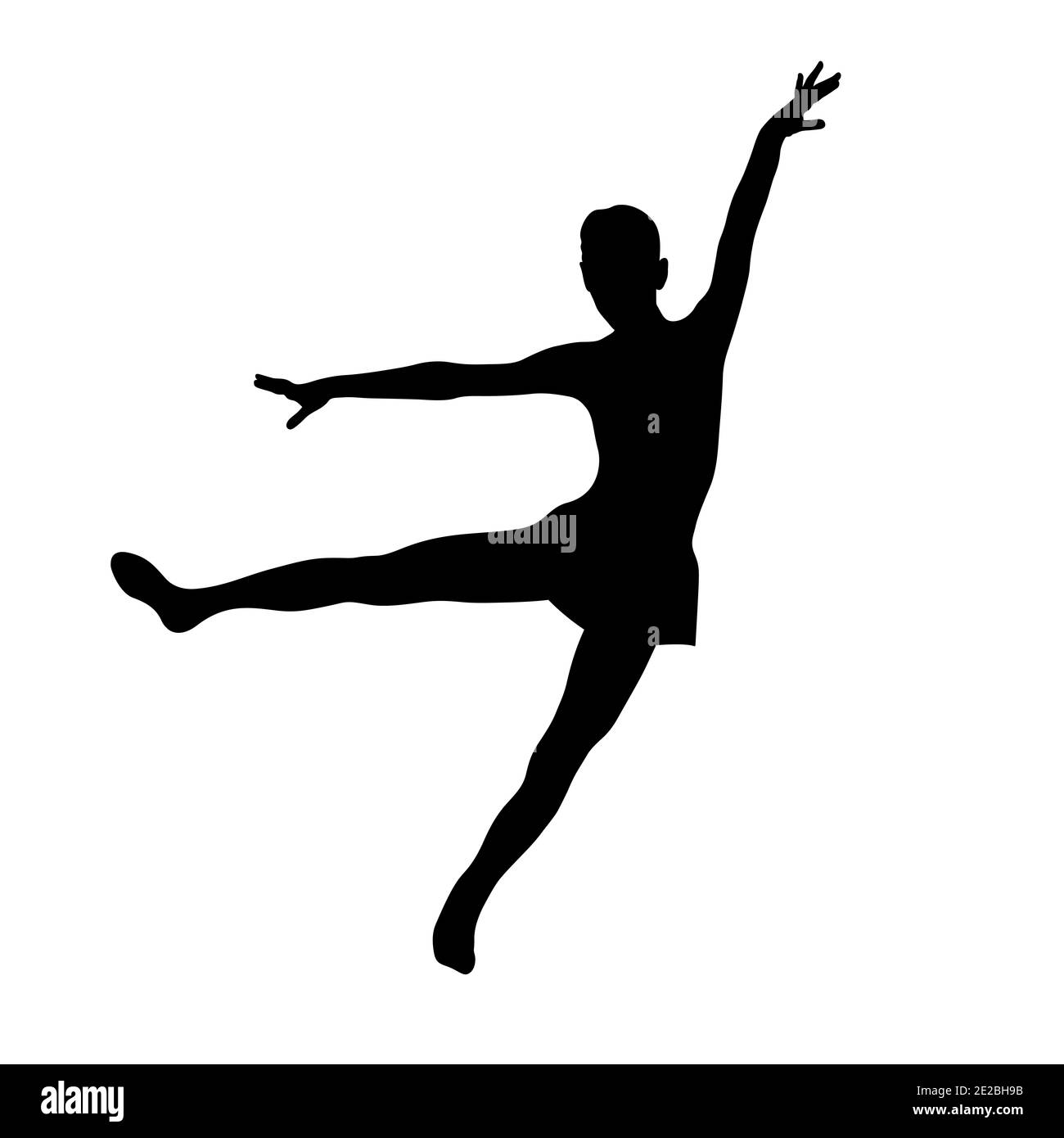 graceful girl dance of freedom and lightness black silhouette Stock Photo