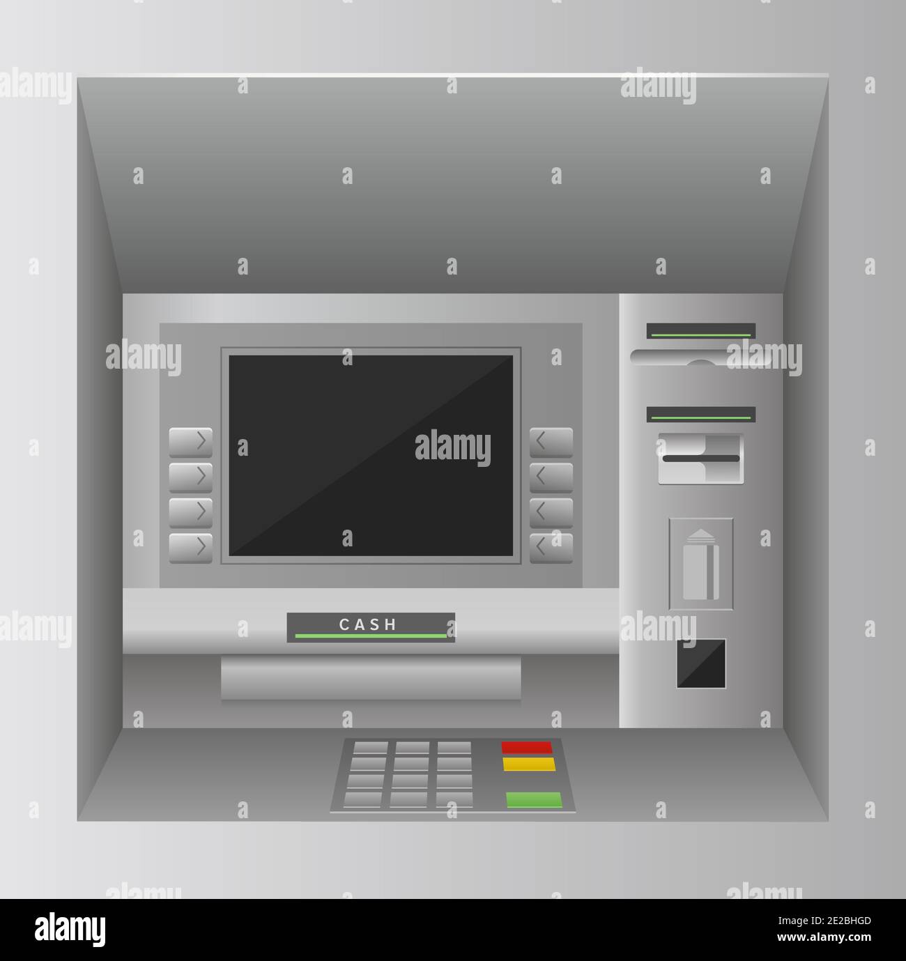 Atm bank cash machine 3d realistic front view, atm street kiosk, bankomat service Stock Vector