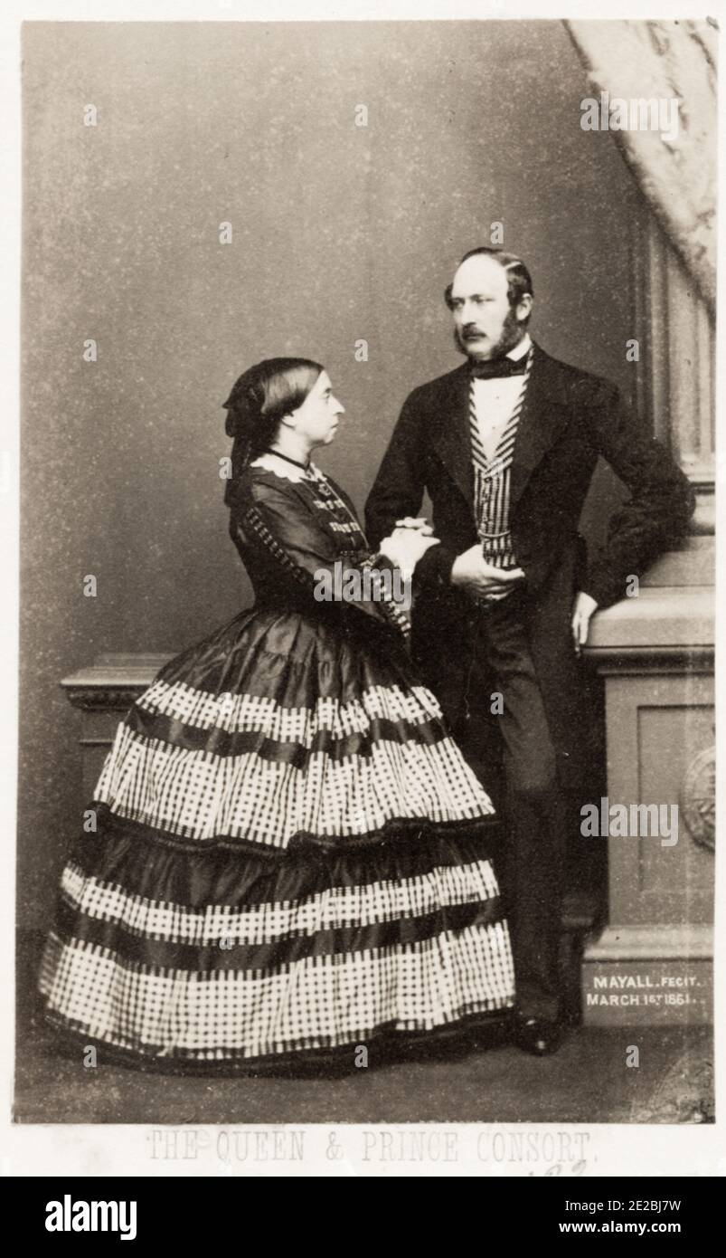 Vintage 19th century  photograph: Vintage 19th century  photograph: Her Majesty Queen Victoria, photographed with her husband, Prince Albert. Image c.1860. Stock Photo