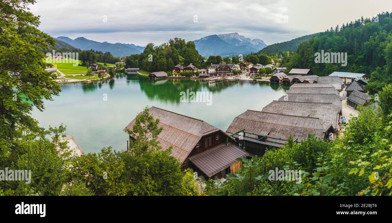 Königssee Obersee in bavaria byern german alps port harbor Stock Photo