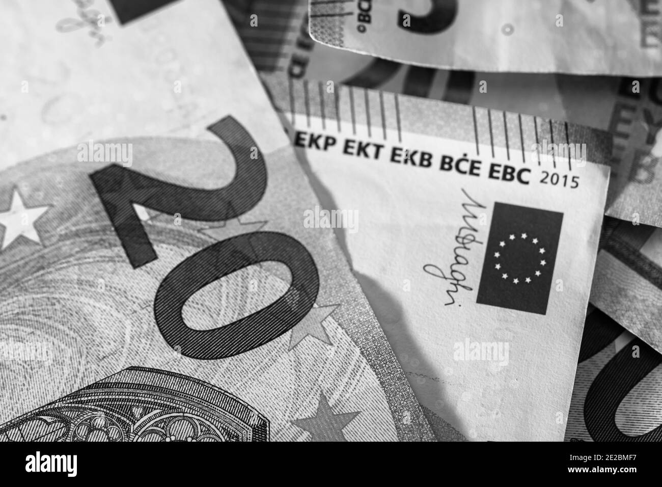 Close up euro banknotes money Black and White Stock Photos & Images - Alamy