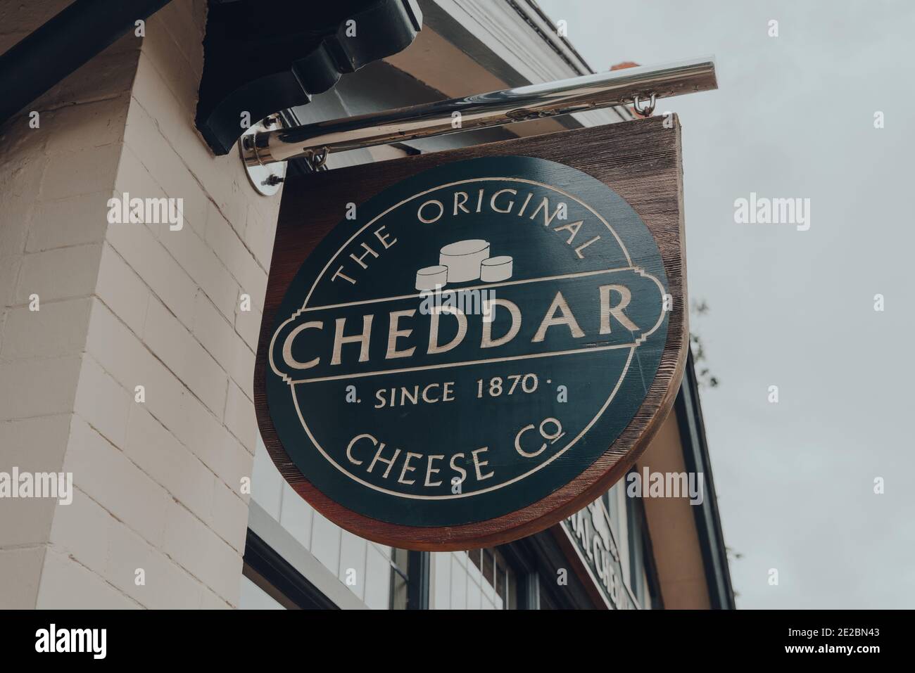 Cheddar, UK July 26, 2020 Sign outside The Original Cheddar Cheese