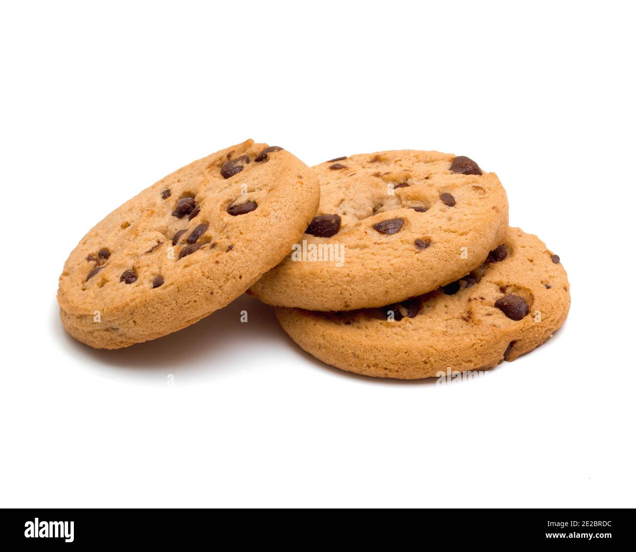 Chocolate chip cookies on white Stock Photo