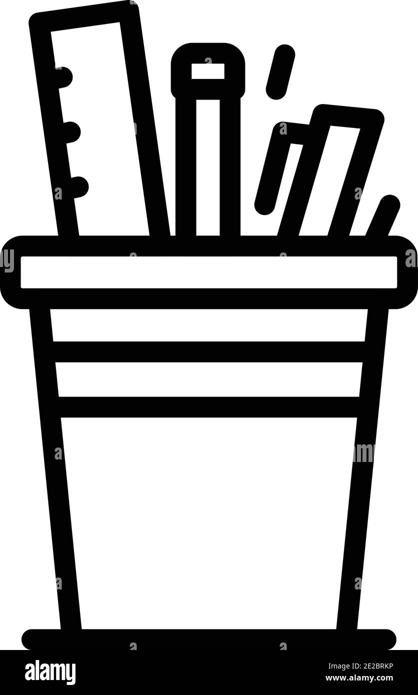 Organizer for pens, rulers icon. Outline organizer for pens, rulers ...