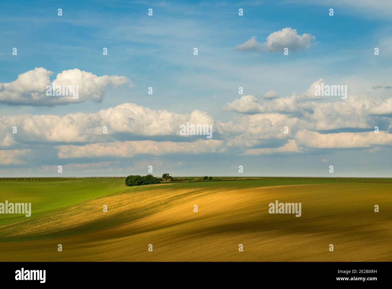Scenic view of rolling field against sky near Kyjov, Hodonin District, South Moravian Region, Moravia, Czech Republic Stock Photo