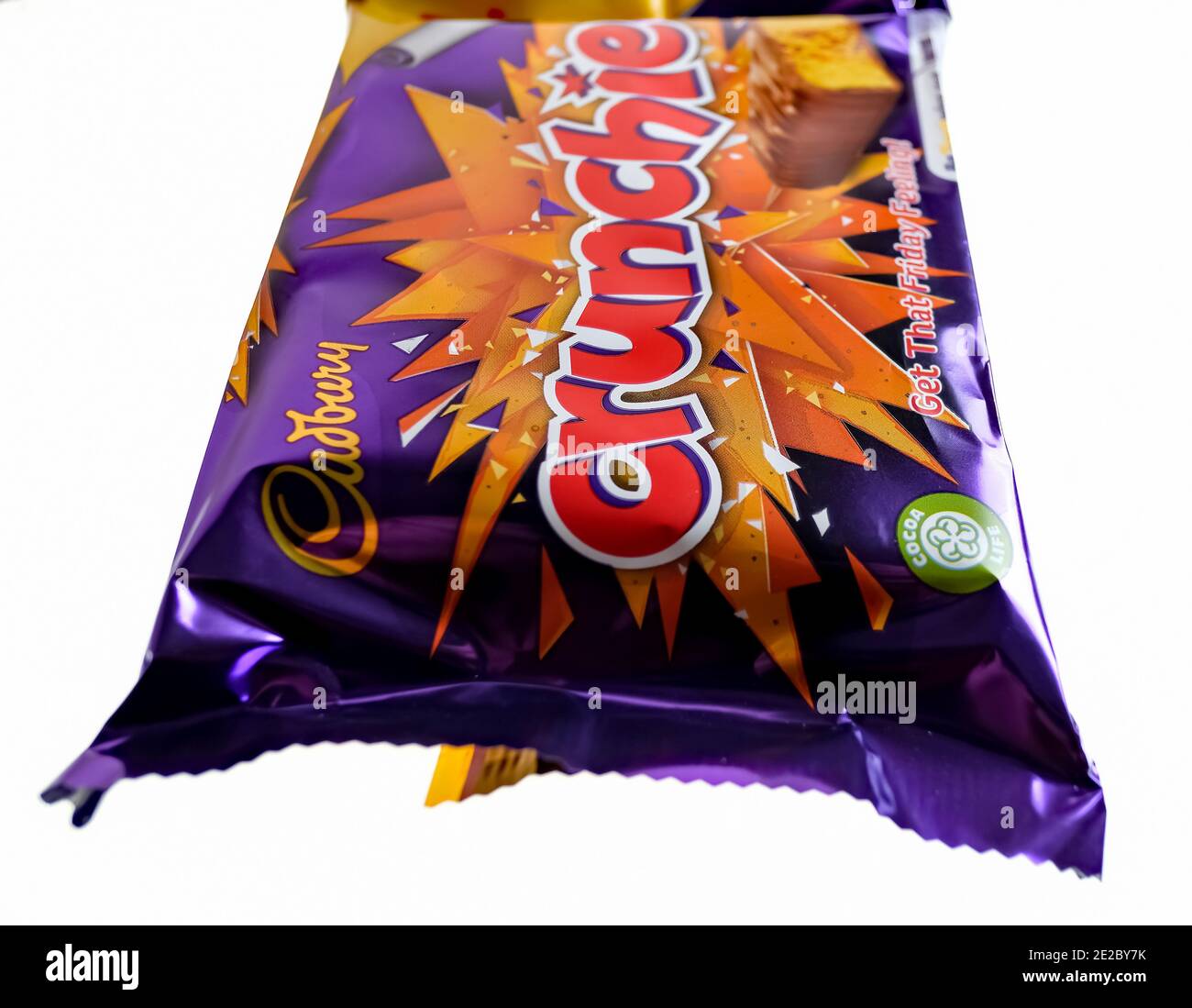 Norwich, Norfolk, UK – December 24 2020. An illustrative editorial photo of a close up of a multi pack of Cadbury Crunchie chocolate bars Stock Photo