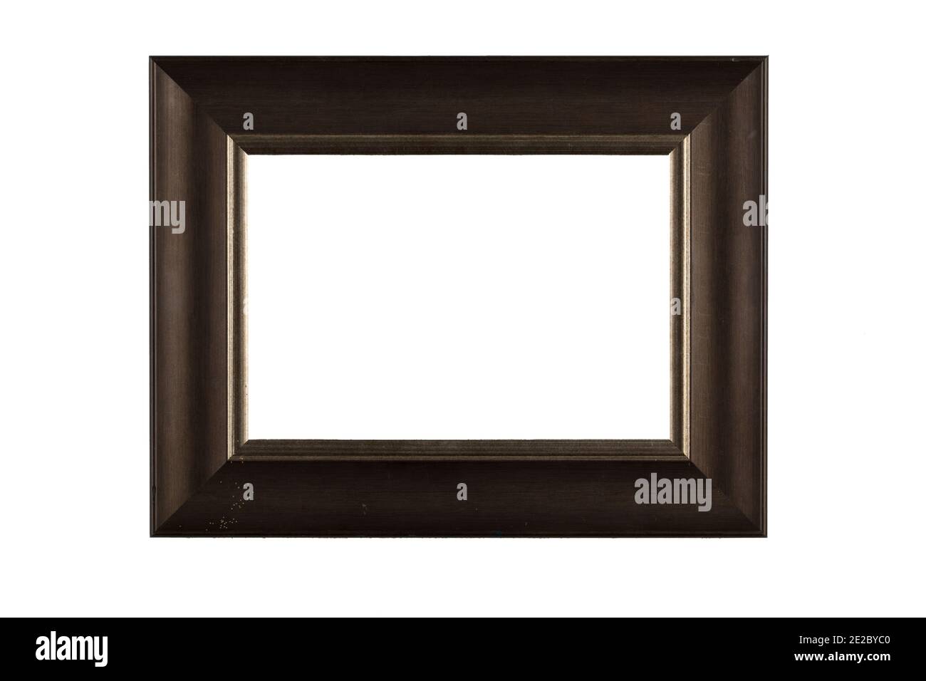 Beautiful wooden frame for pictures and photos. Isolated in a white