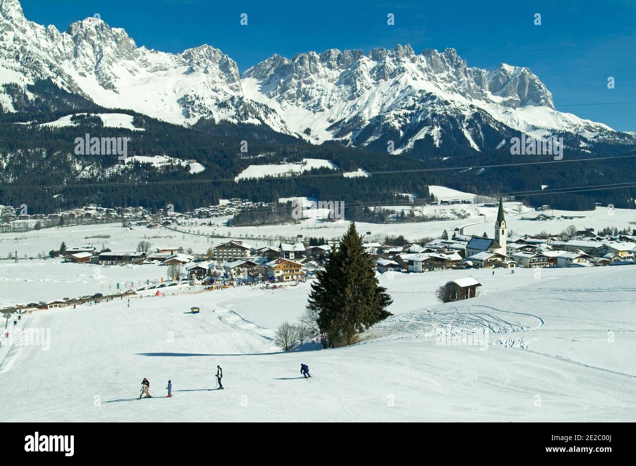 View down toward Ellmau, Tyrol, Austria Stock Photo
