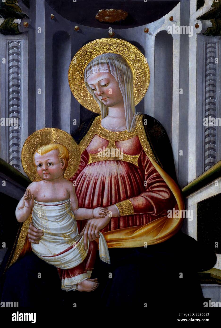 Virgin and Child with Saint Michael and Saint Blaise 1475 Neri di Bicci 1419 - 1491 Florence Italy Italian Stock Photo