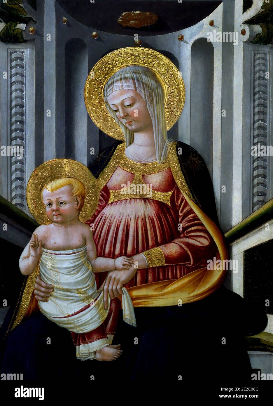 Virgin and Child with Saint Michael and Saint Blaise 1475 Neri di Bicci 1419 - 1491 Florence Italy Italian Stock Photo