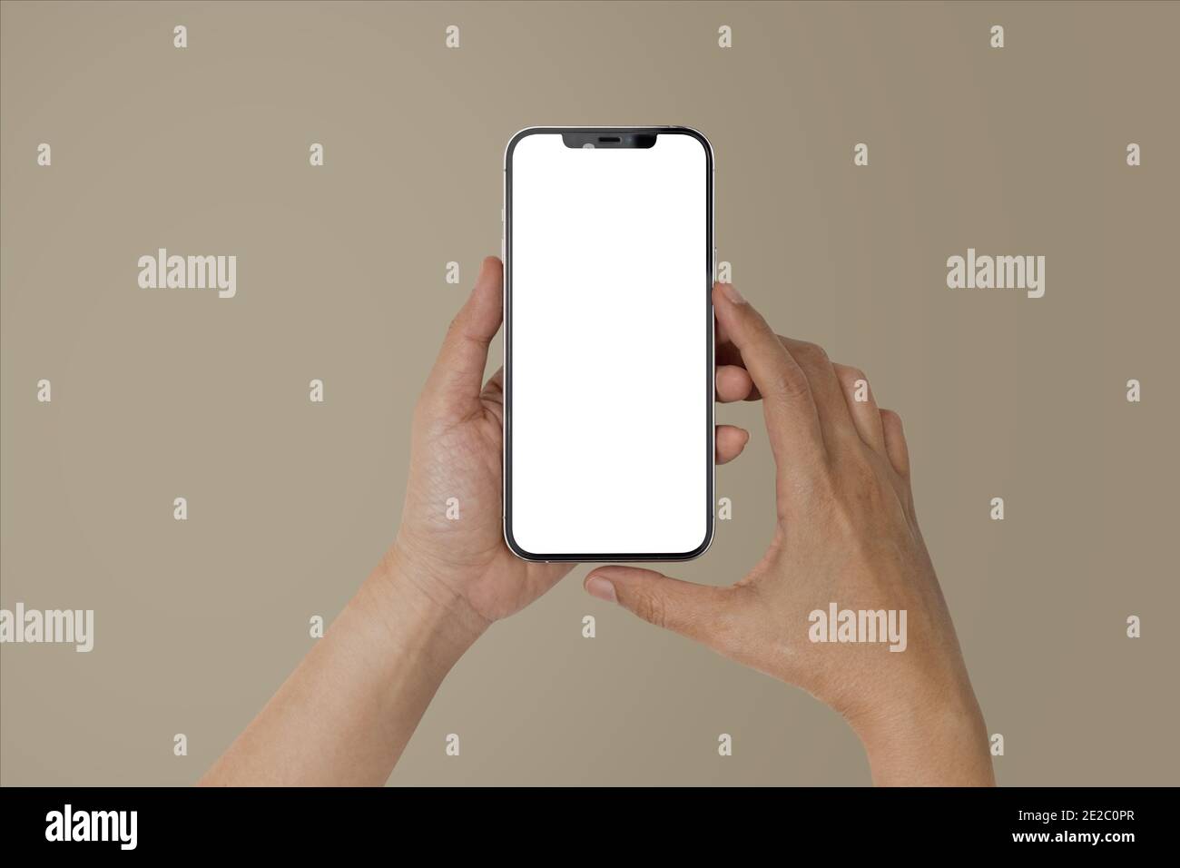 Mockup image of Hand Women holding blank white screen mobile phone ...