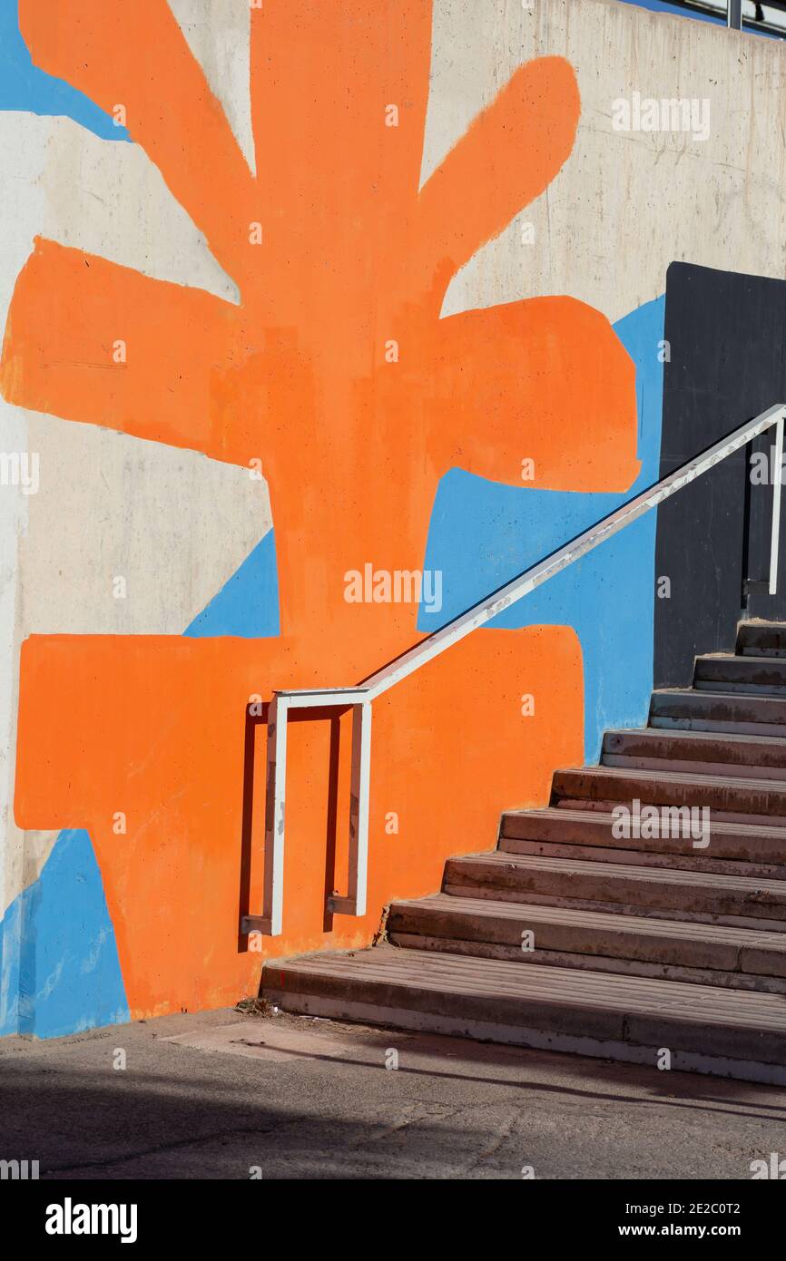 modern graffiti on stone stairs Stock Photo