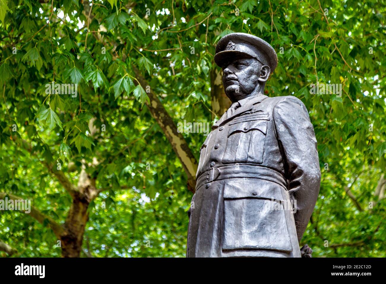 Bomber Harris Memorial, statue of marshall of the Royal Air Force Sir Arthur Harris BT, Temple, London, UK Stock Photo