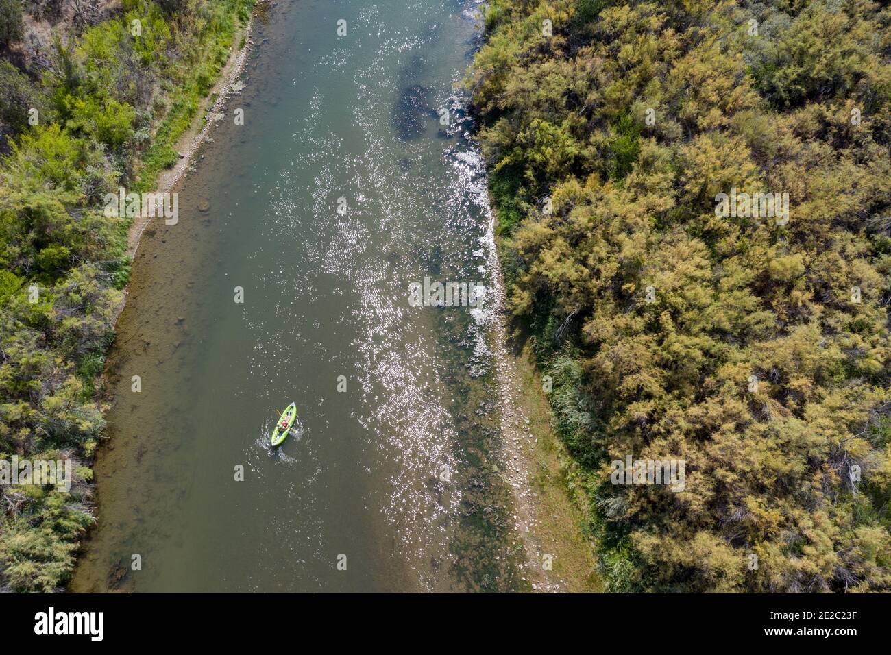 Kayaking in the Rio Grande Gorge State Park, New Mexico, USA Stock Photo