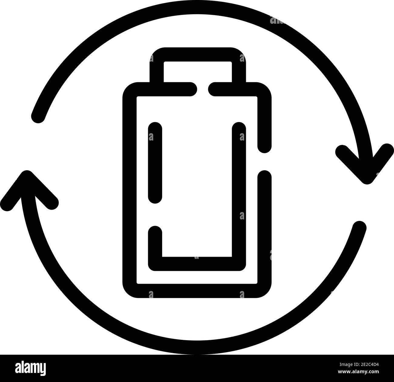 Battery recycle icon. Outline battery recycle vector icon for web design isolated on white background Stock Vector