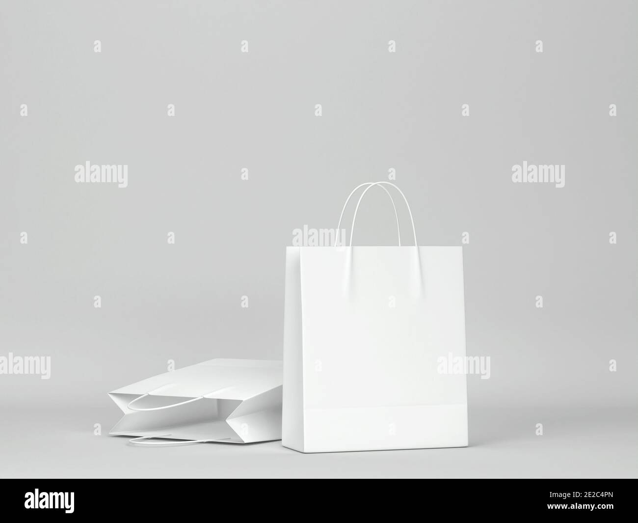 Blank shopping bag mockup. 3d illustration on gray background Stock