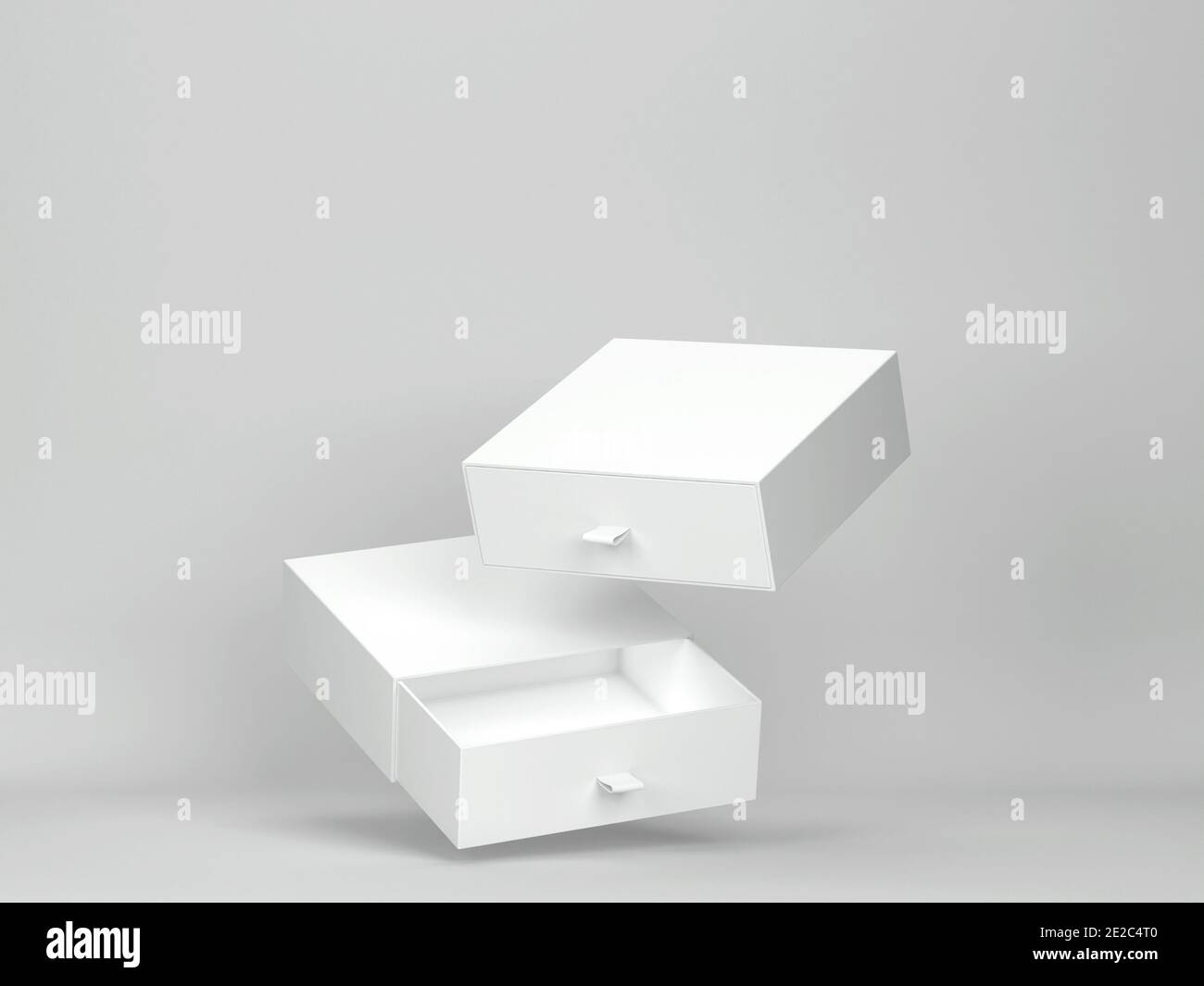 Download Blank Drawer Box Mockup 3d Illustration On Gray Background Stock Photo Alamy