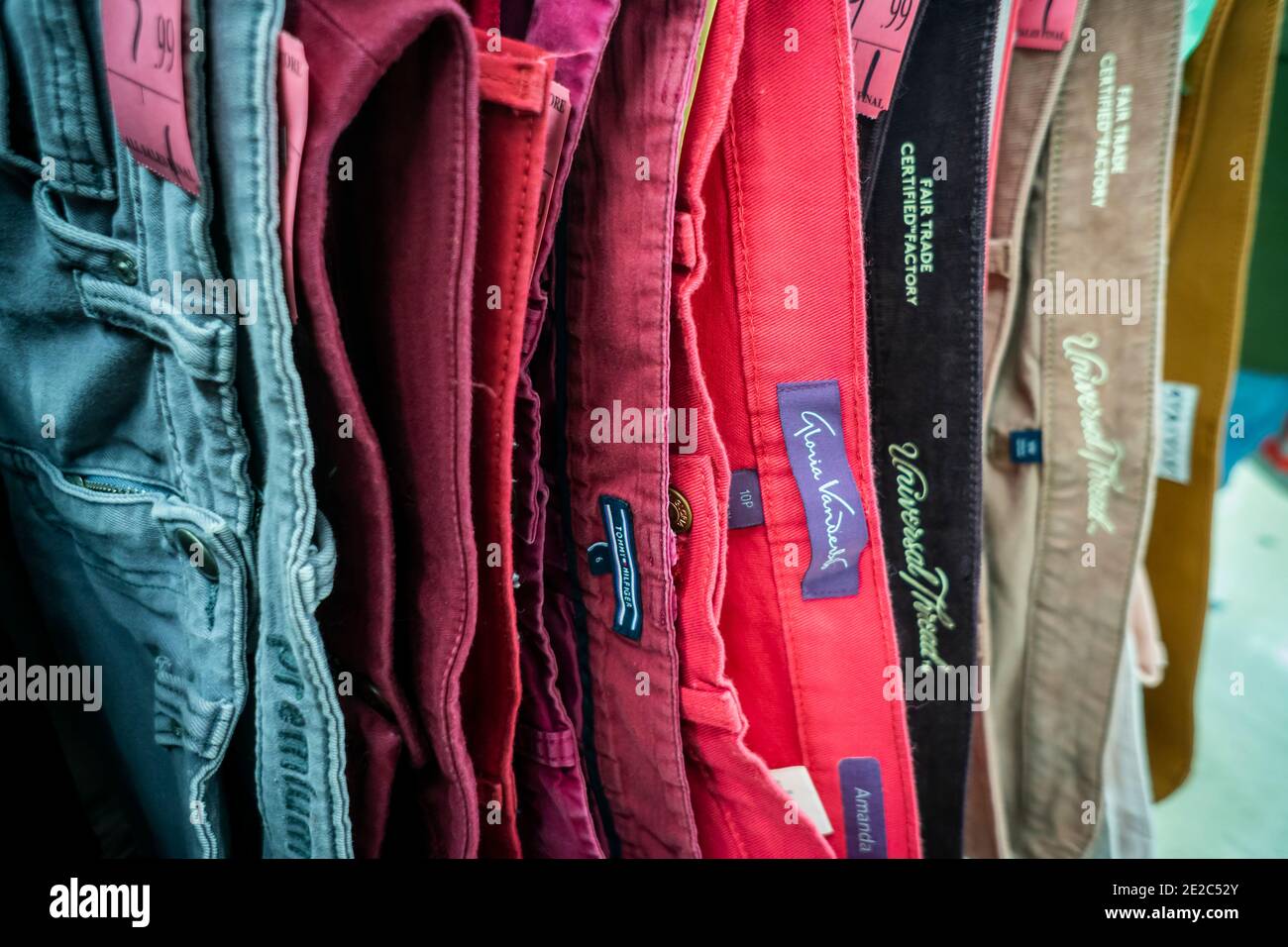 Second-hand designer clothing in a thrift store in New York on Friday,  January 8, 2021. (© Richard B. Levine Stock Photo - Alamy