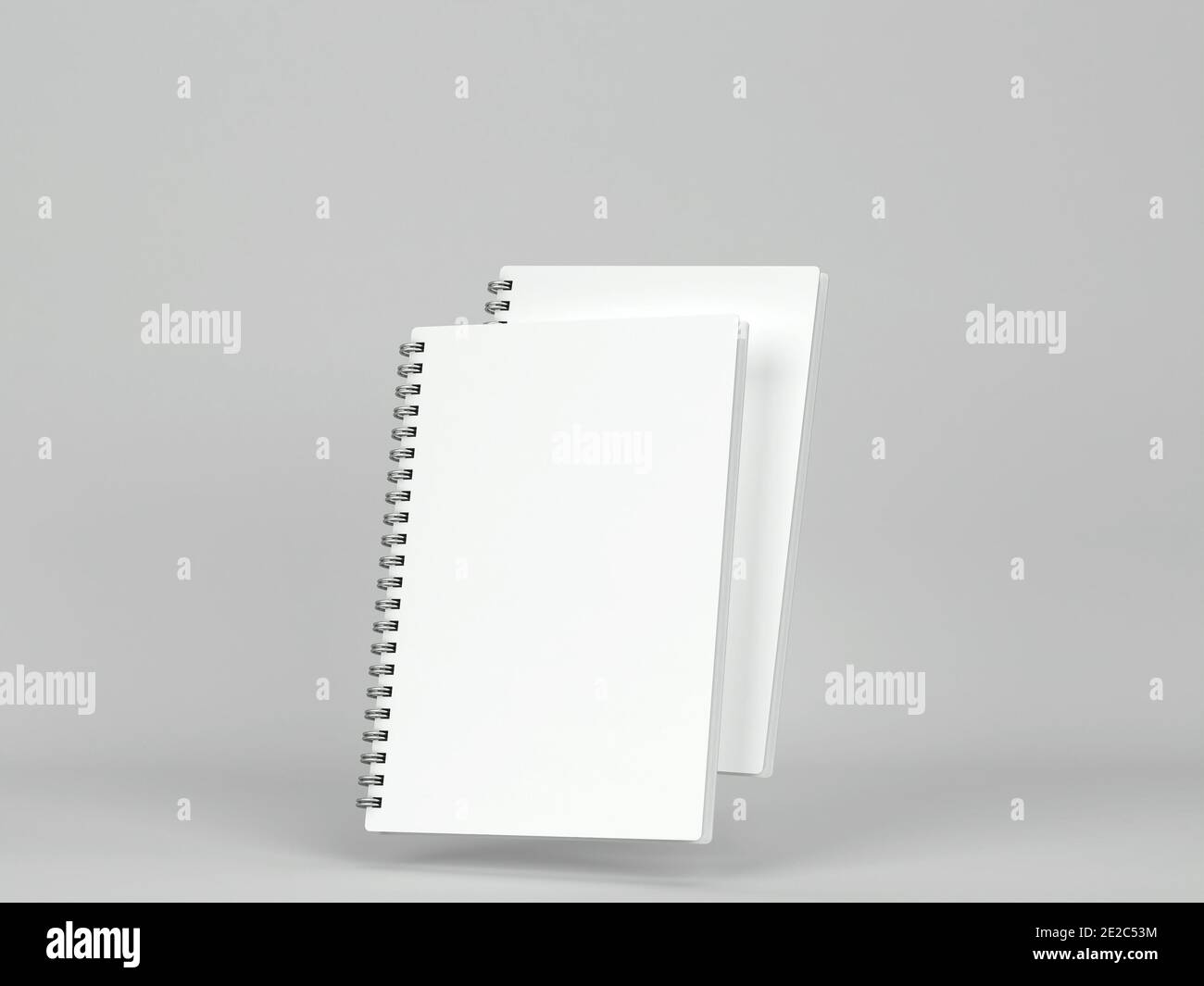 Blank notebook mockup. 3d illustration on gray background Stock Photo ...