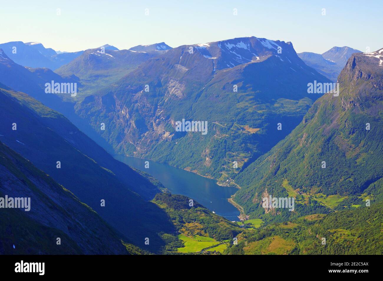 View from Dalsnibba Viewpoint in Geiranger, Norway. Stock Photo