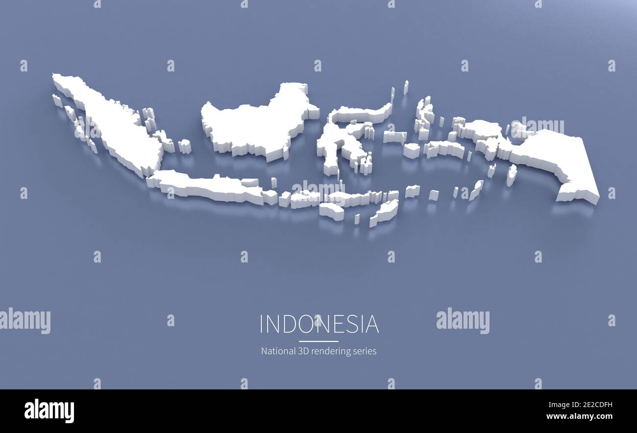 Indonesia Map. 3d rendering maps of countries. Stock Photo