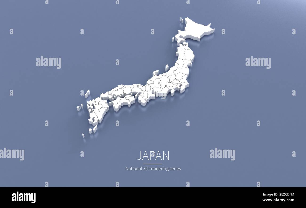 Japan Map. 3d rendering maps of countries. Stock Photo