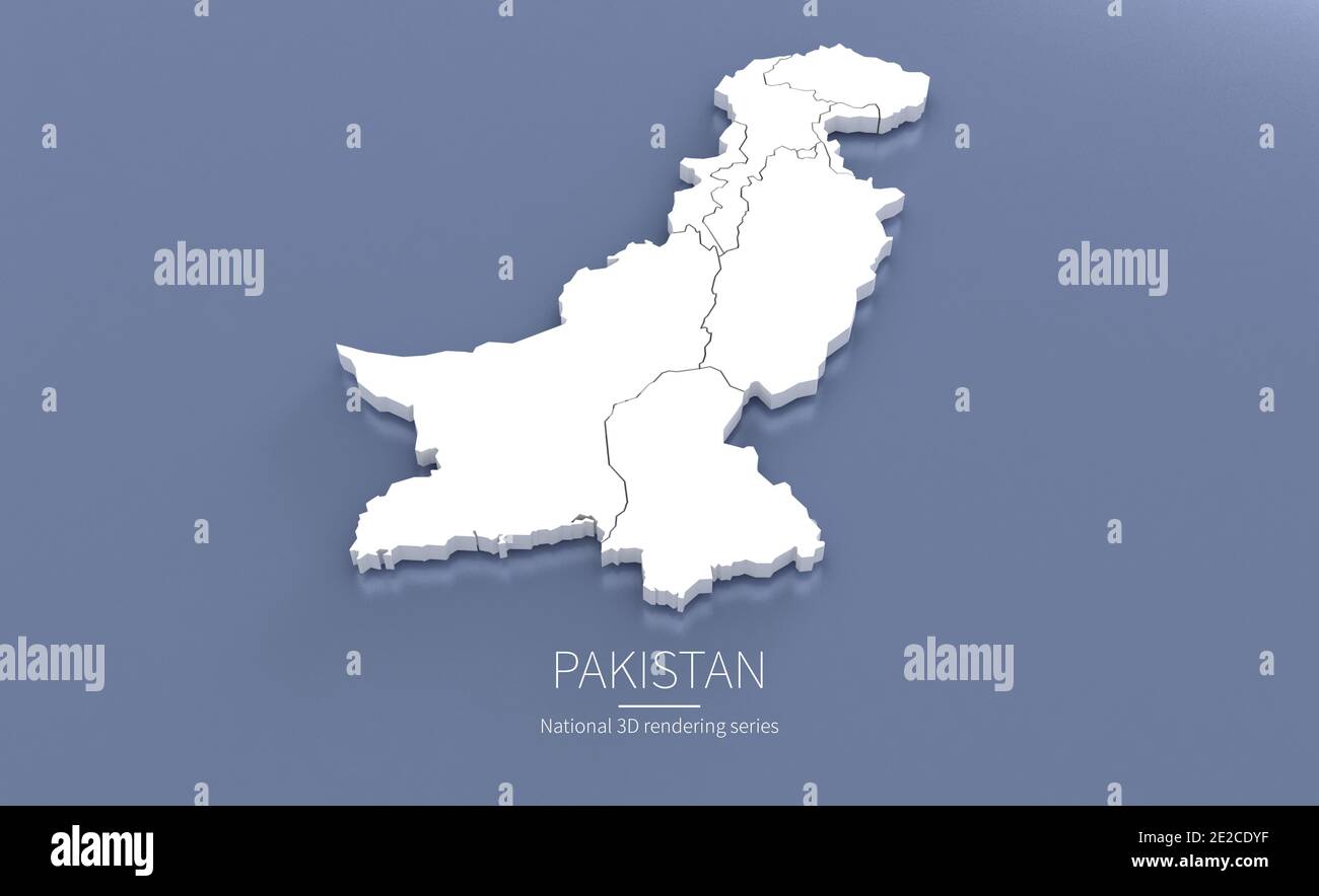 Pakistan Map. 3d rendering maps of countries. Stock Photo