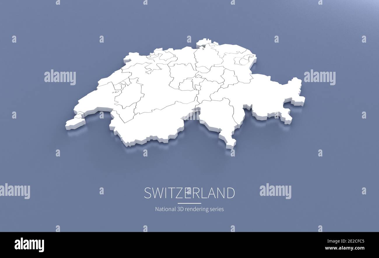 Switzerland Map. 3d rendering maps of countries. Stock Photo