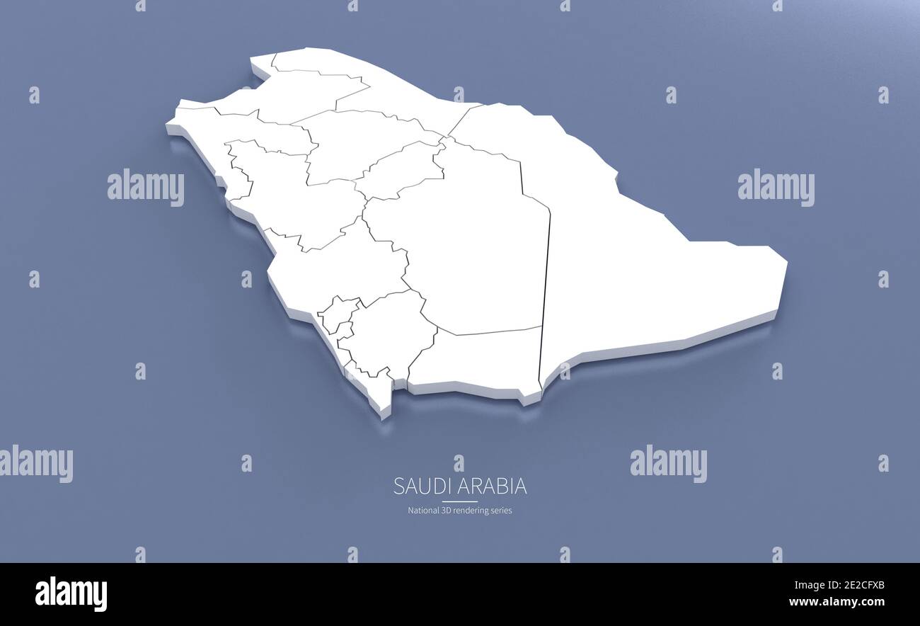 Saudi arabia Map. 3d rendering maps of countries. Stock Photo