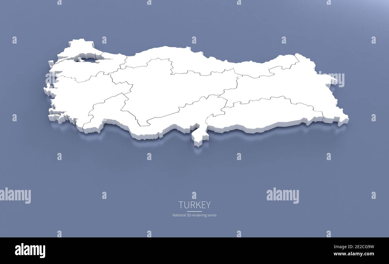 Turkey Map. 3d rendering maps of countries. Stock Photo