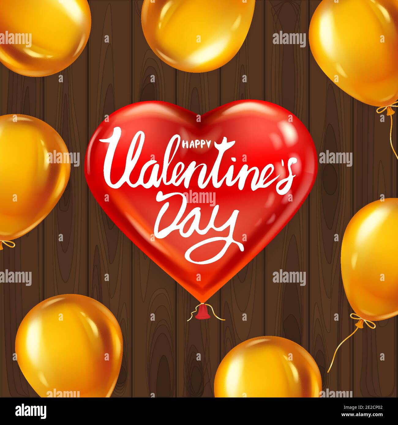 Happy Valentines Day red heart shape glossy balloon realistic ...