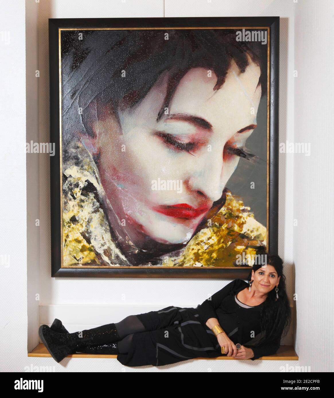 Spanish born painter Lita Cabellut presents 35 paintings of Coco Chanel at  the Opera Gallery (Oct 14-Nov 19) in Paris, France on October 12, 2011.  Lita was born on 1961 in Barcelona,