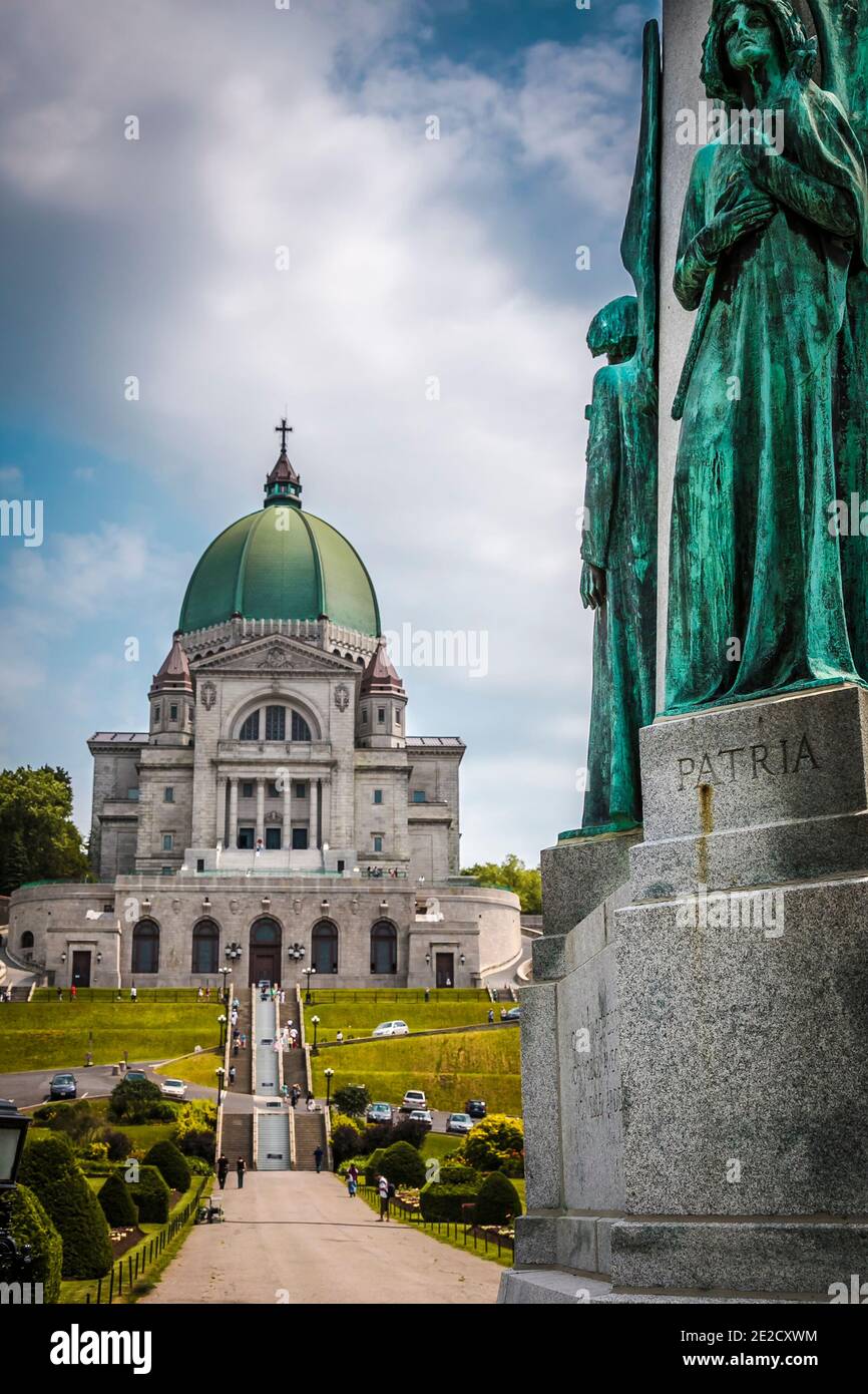 Saint Joseph's Oratory of Mount Royal with religious statues at the