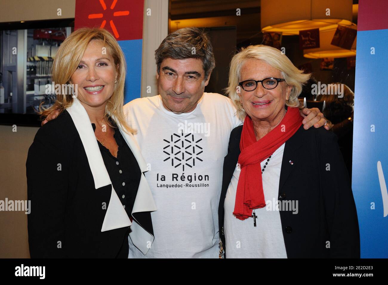 EXCLUSIVE - Patrice Drevet, Fabienne Amiach, Veronique de VIllele attending the promoting party for Languedoc-Roussillon held at the Press Club de France in Paris, France, on October 20, 2011. Photo by Alban Wyters/ABACAPRESS.COM Stock Photo