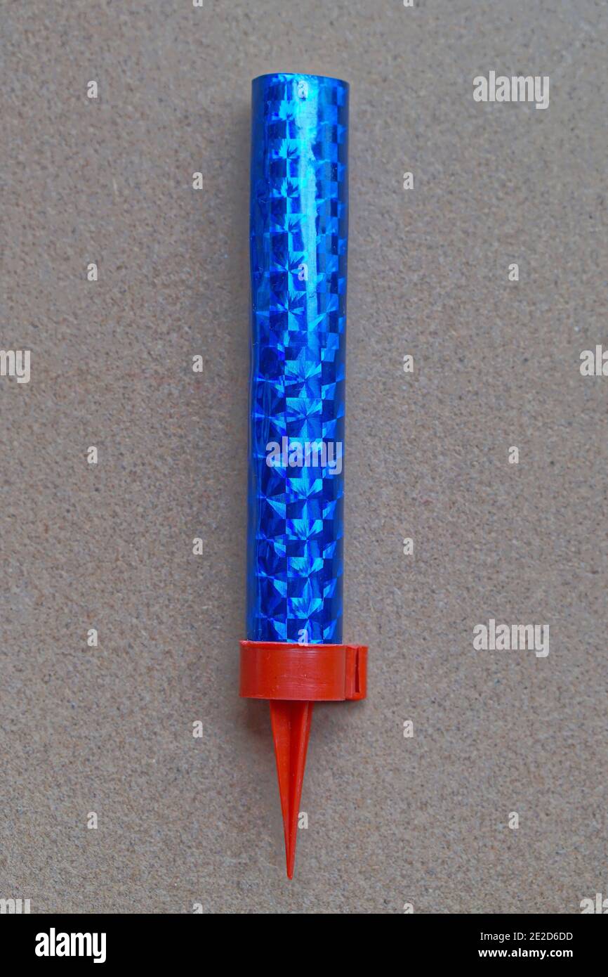 One blue fountain party candle firework Stock Photo Alamy