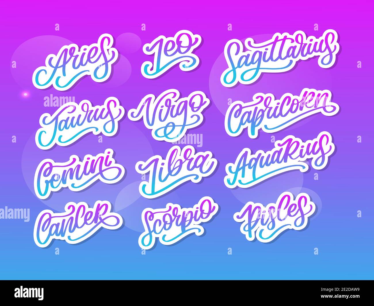 Zodiac lettering Vector Sign. Cartoon astrology text illustration ...