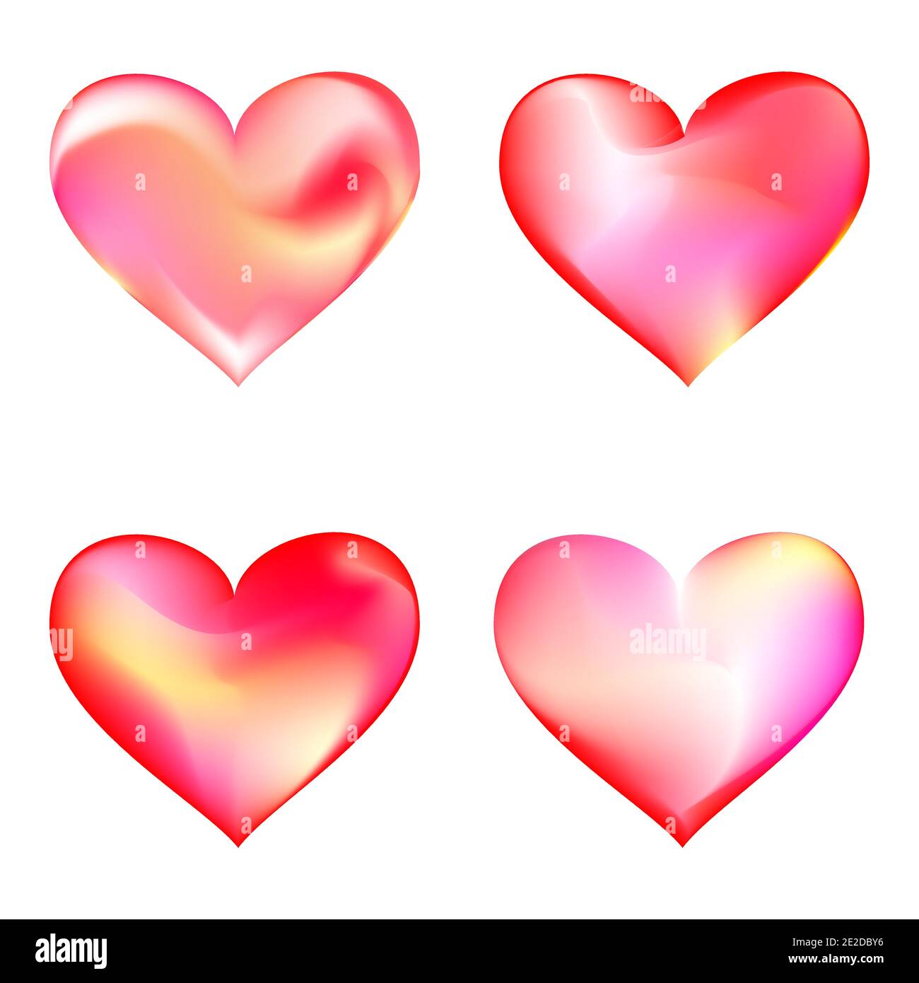 A set of red hearts of vector gradients. Modern abstract background ...