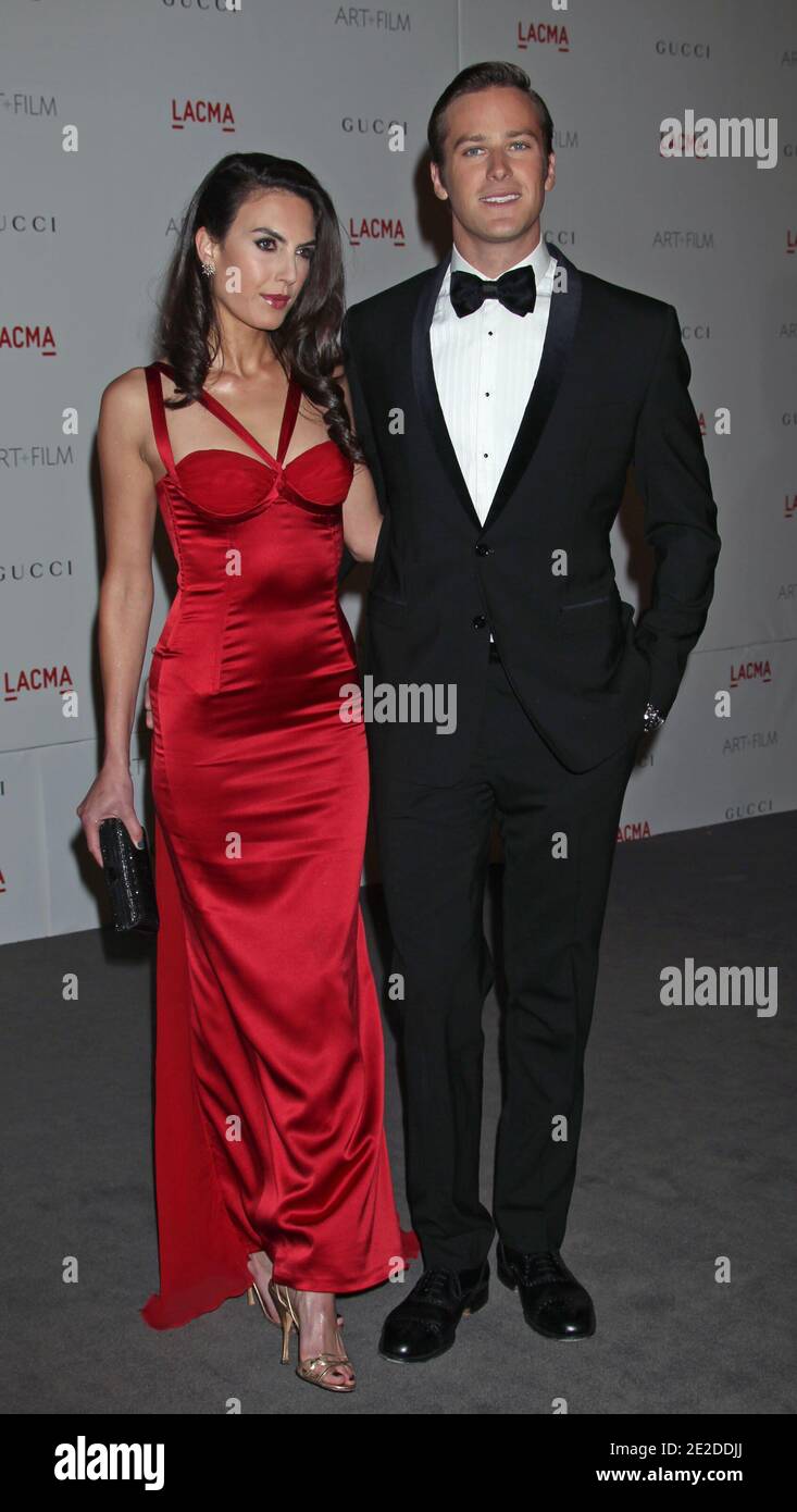Armie Hammer, Elizabeth Chambers attending the LACMA Art and Film Gala at The Los Angeles County Museum of Art in Los Angeles, CA, USA, November 5, 2011. (Pictured: Armie Hammer, Elizabeth Chambers). Photo by Baxter/ABACAPRESS.COM Stock Photo