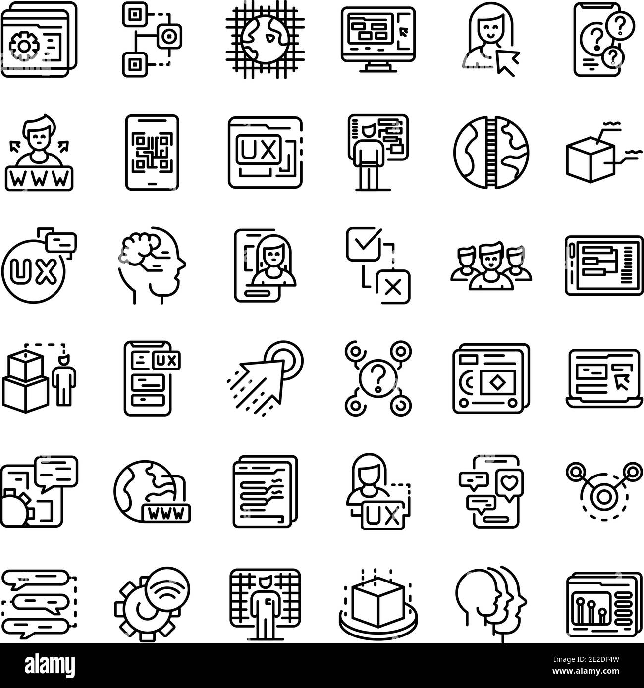 Interaction icons set. Outline set of interaction vector icons for web ...