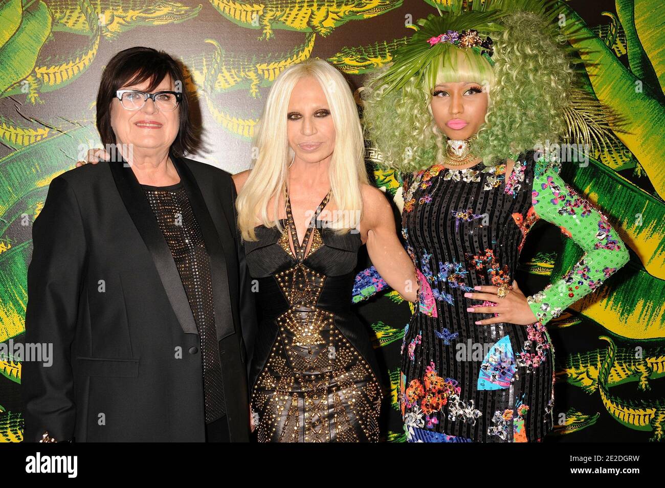 Groen voorraad veerboot Margareta van den Bosch, Donatella Versace, Nicki Minaj attending the  Versace for H&M Fashion Launch Party held at Versace for H&M Hall on the  Hudson in New York City, NY, USA on