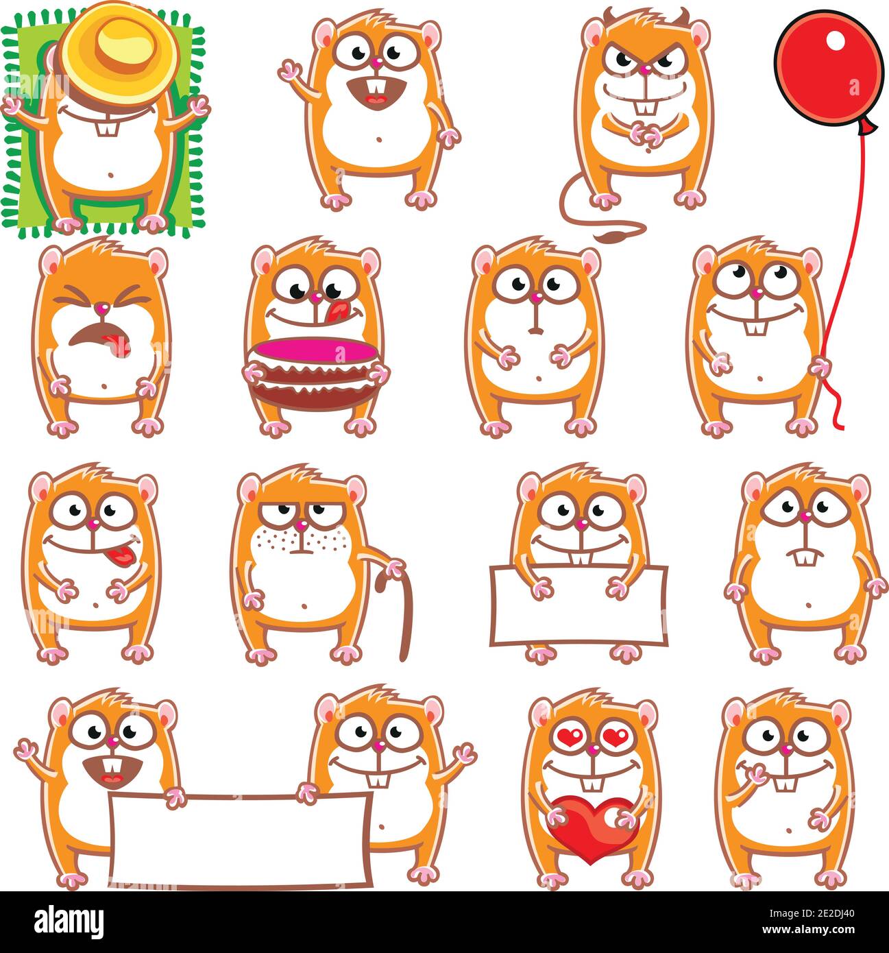 15 smiley hamsters individually grouped for easy copy-n-paste.(1) Stock Vector