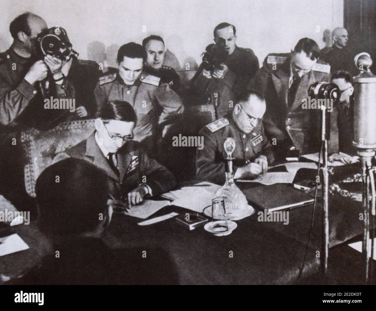 Signing of the act of unconditional surrender of Germany. Berlin, May 8, 1945. Stock Photo