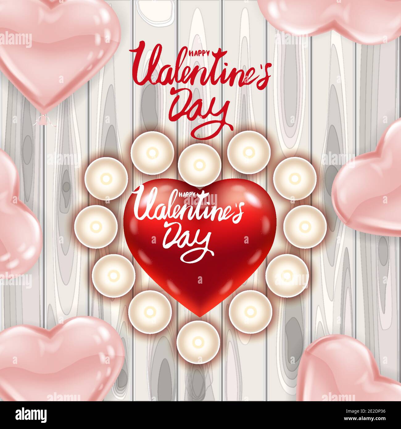 Happy Valentines Day red heart shape glossy balloon realistic ...