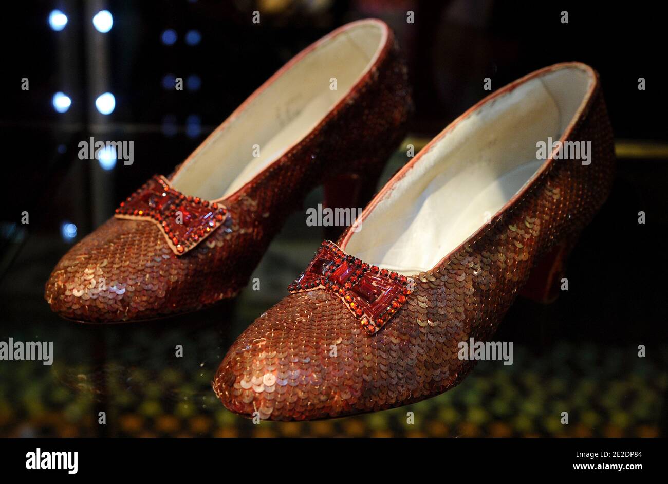 The original ruby slippers worn by Judy Garland as Dorothy in the 1939  classic 'The Wizard of Oz' are on display in Los Angeles, CA, SA on  November 14, 2011, prior to