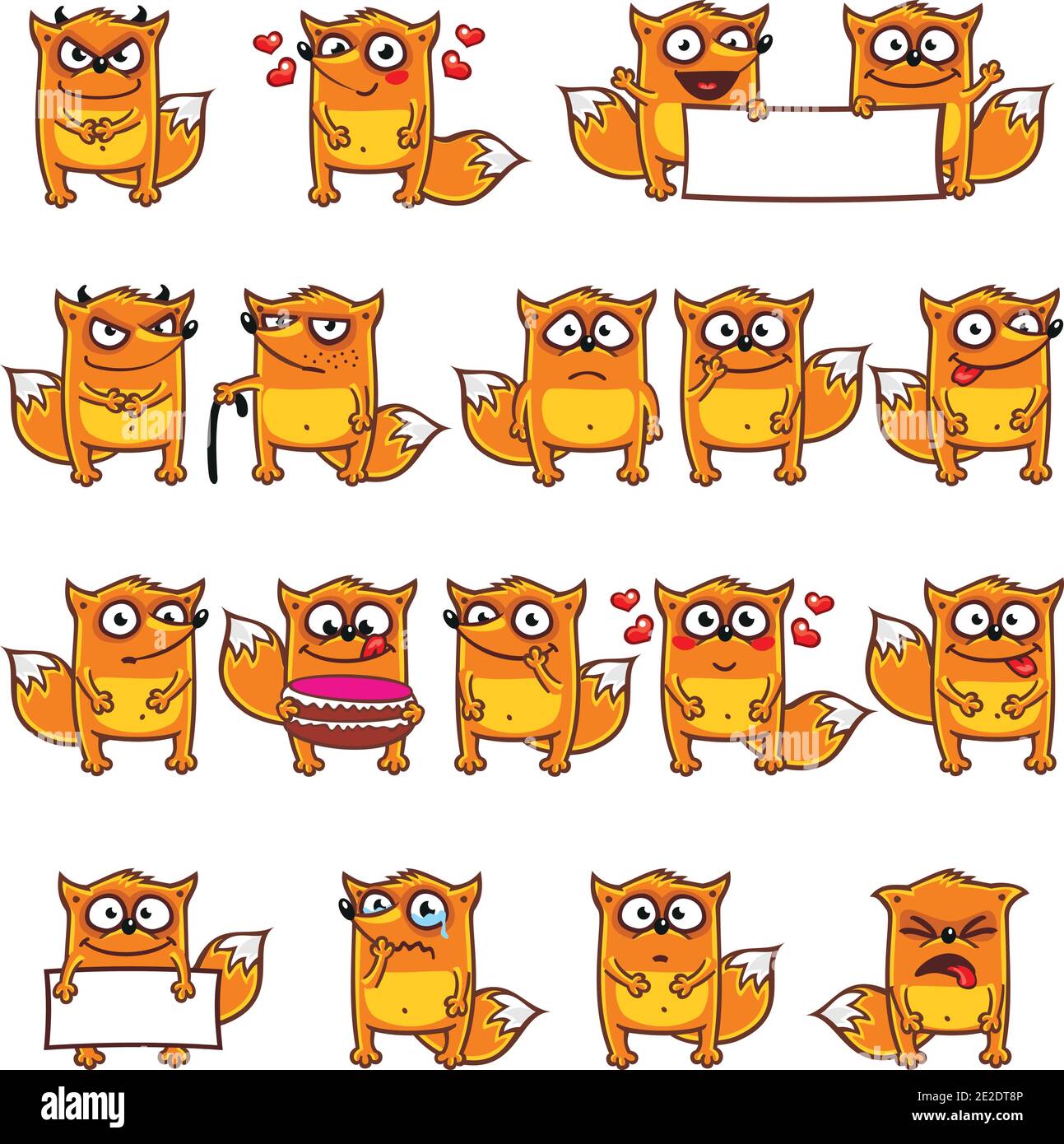 16 smiley foxes individually grouped for easy copy-n-paste. (3) Stock Vector